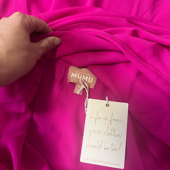 Show Me Your Mumu Jasmine Halter Mini Dress in Bright Pink Chiffon Sleeveless XS - Picture 6 of 7